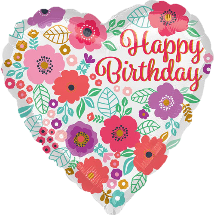 Happy Birthday Floral Heart Balloon