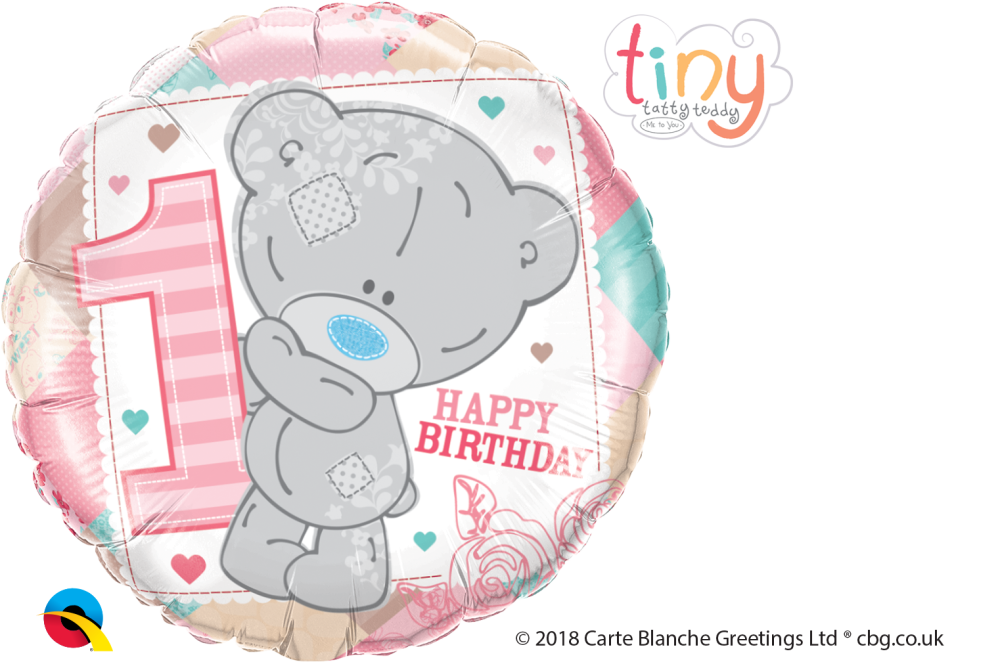 <!--015-->Baby Girl 1st Birthday Tatty Teddy Balloon