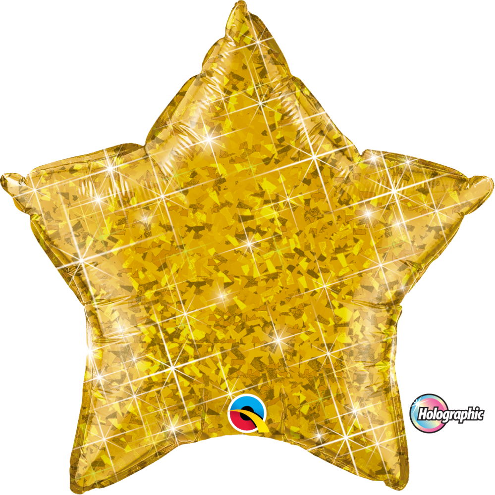 Holographic Gold Star Balloon