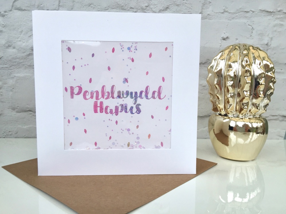 Pink Ombre Speckled - Penblwydd Hapus - Card