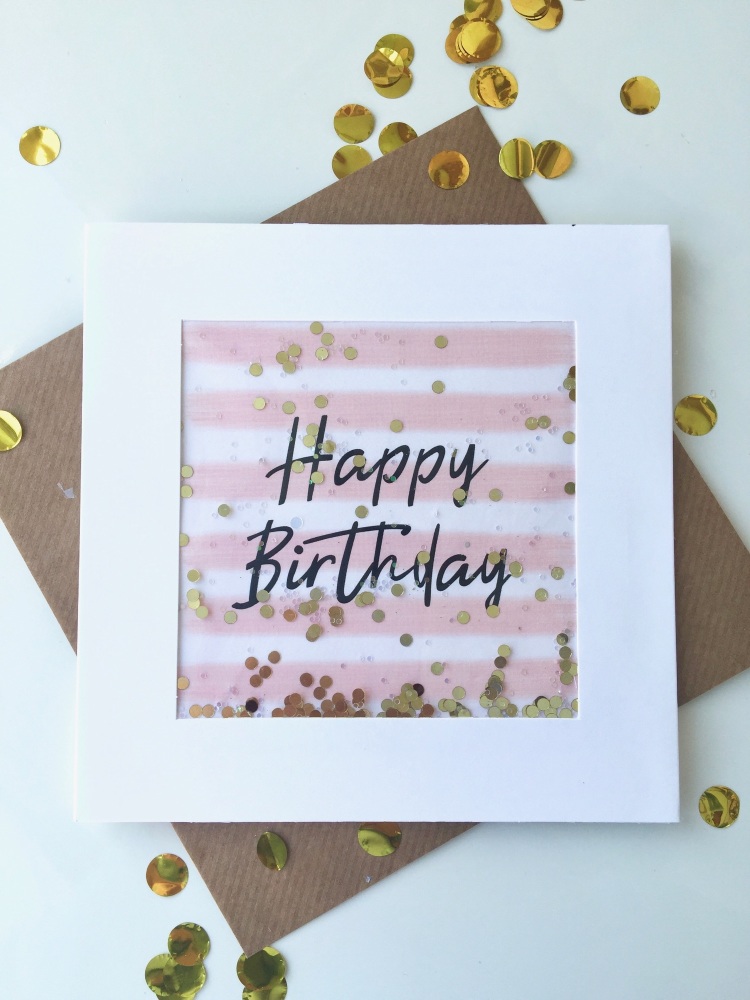Pink and White Stripe - Happy Birthday - Card