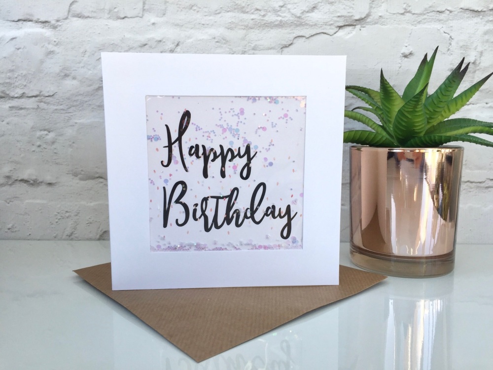 Pink Speckled - Happy Birthday - Card