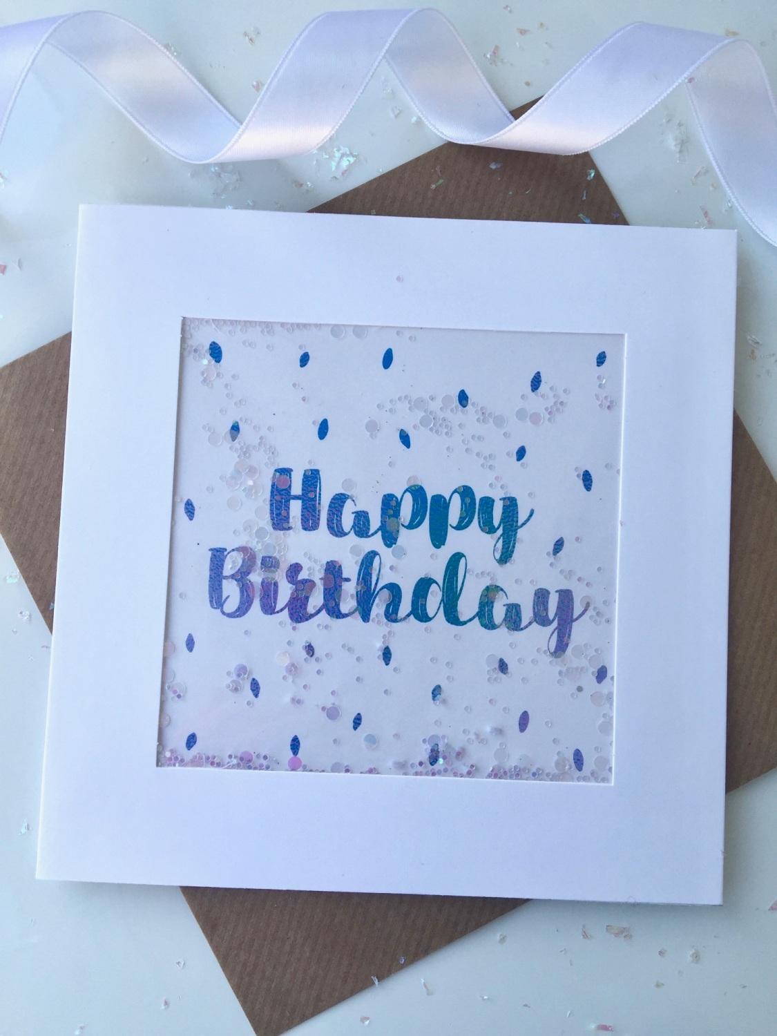 Blue Ombre Speckled - Happy Birthday - Card