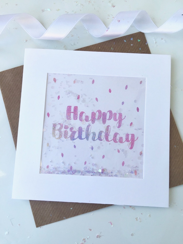Pink Ombre Speckled - Happy Birthday - Card