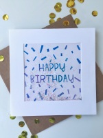 <!--022-->Blue Ombre Confetti - Happy Birthday - Card