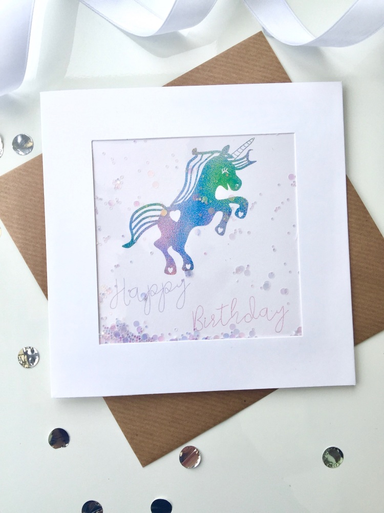 Rainbow Unicorn - Happy Birthday - Card