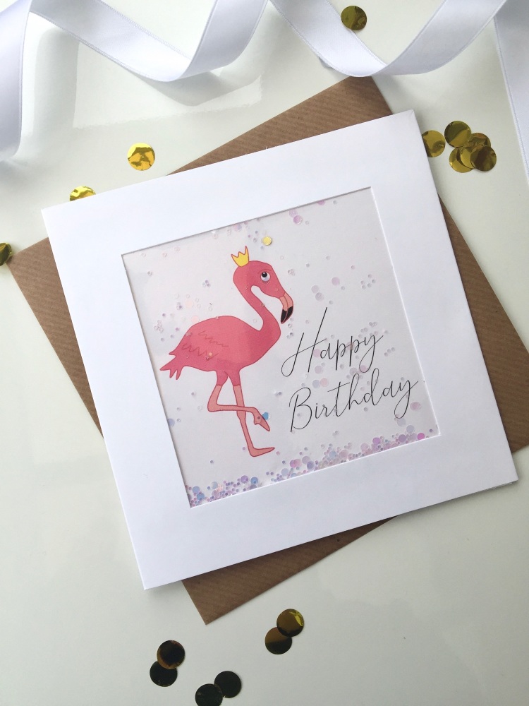 Flamingo (Iridescent) - Happy Birthday - Card