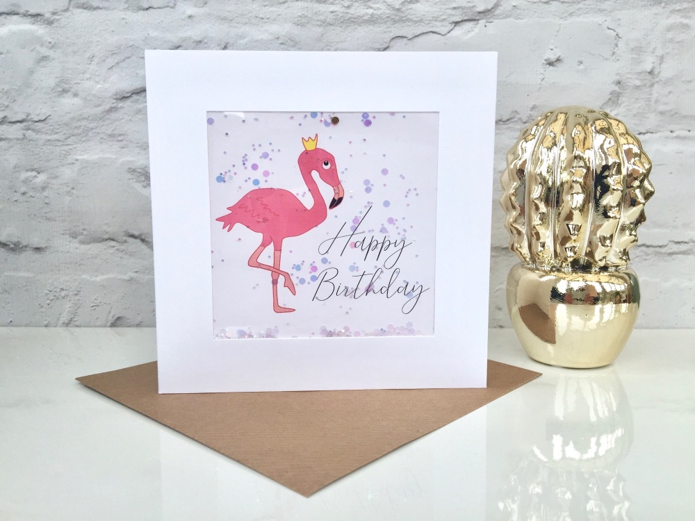 Flamingo (Iridescent) - Happy Birthday - Card