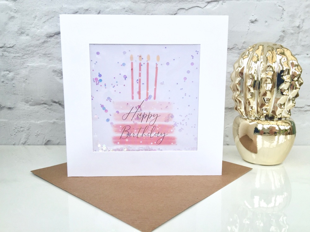 Pink Ombre Cake - Happy Birthday - Card