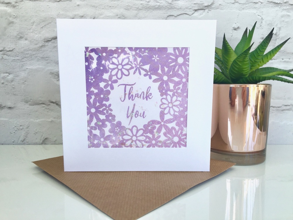 Watercolour Floral - Thank You - Card