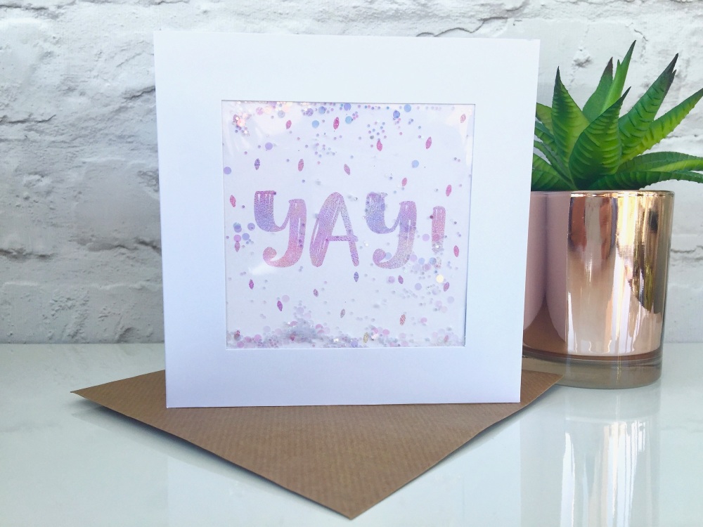 Pink Ombre Speckled - Yay! - Card