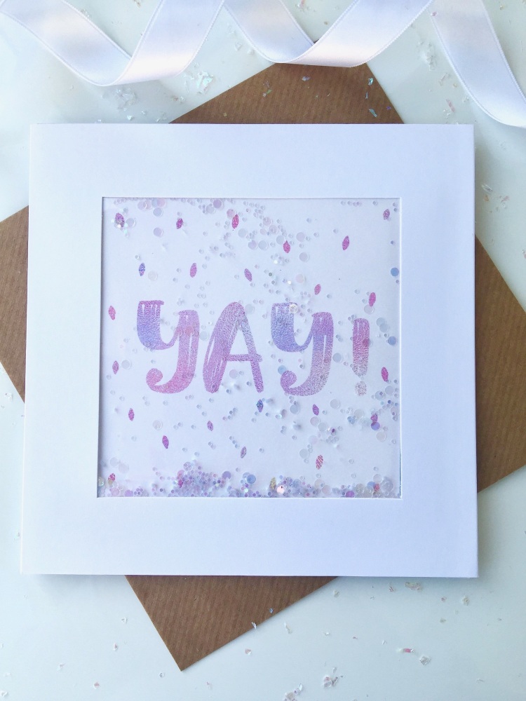 Pink Ombre Speckled - Yay! - Card
