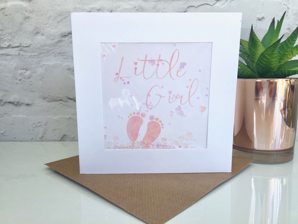 Pink Little Feet - Little Girl - Card