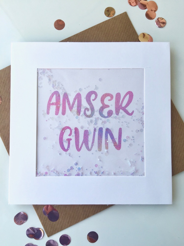 Pink Ombre - Amser Gwin - Card