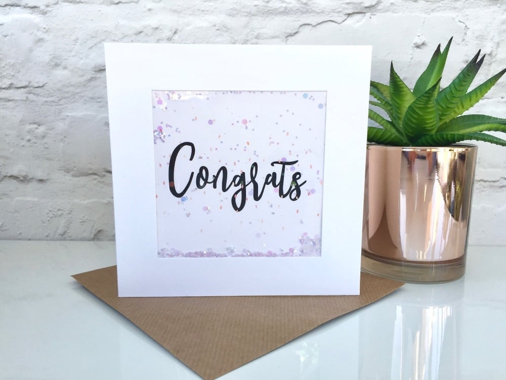 Pink Speckled - Congrats - Card