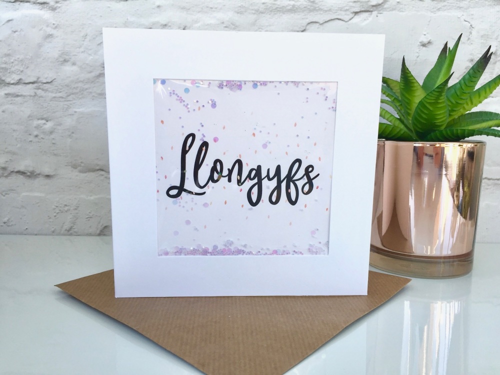 Pink Speckled - Llongyfs - Card
