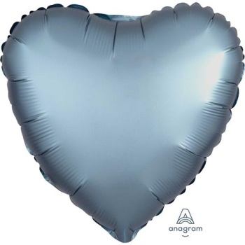 Satin Steel Blue Heart Balloon