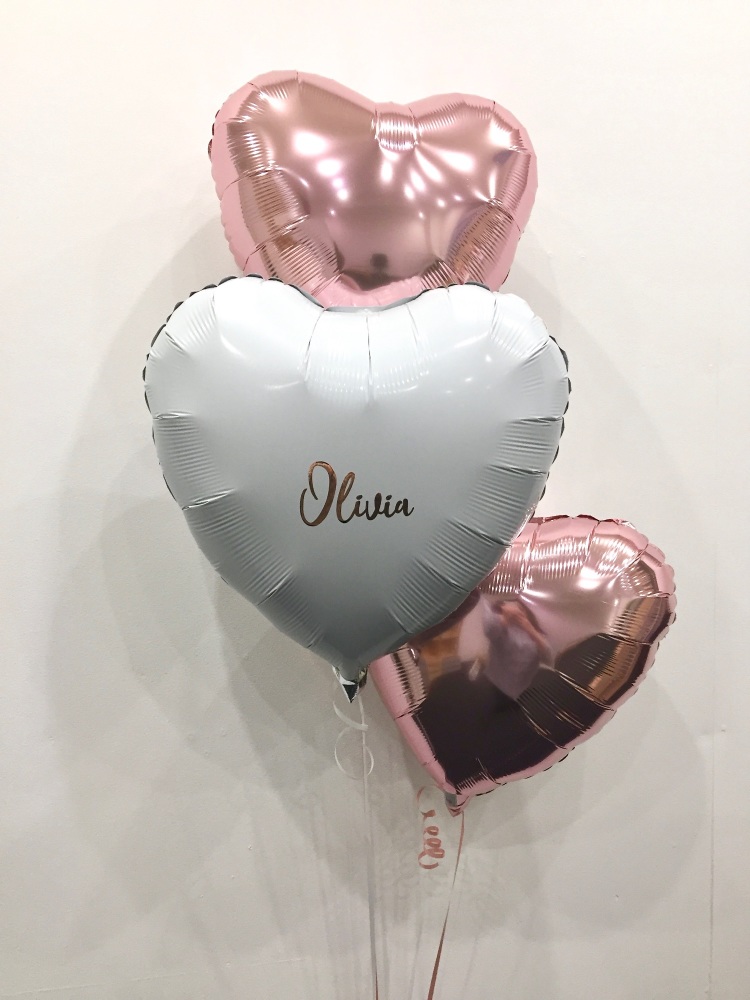 Rose gold and white balloons, personalised balloons | CeFfi