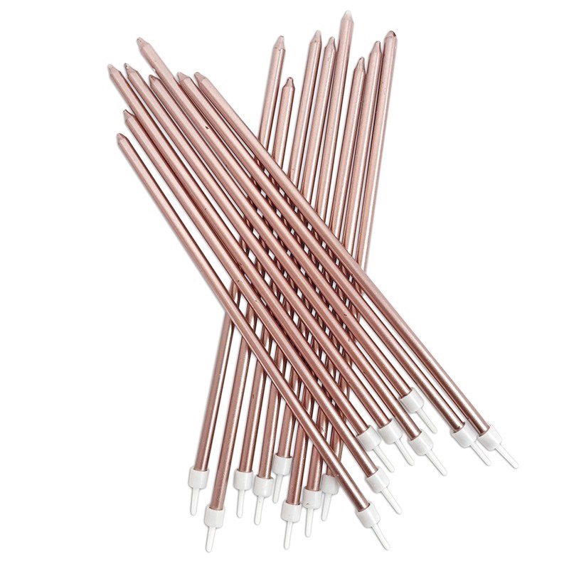 Tall rose gold candles, north wales party shop