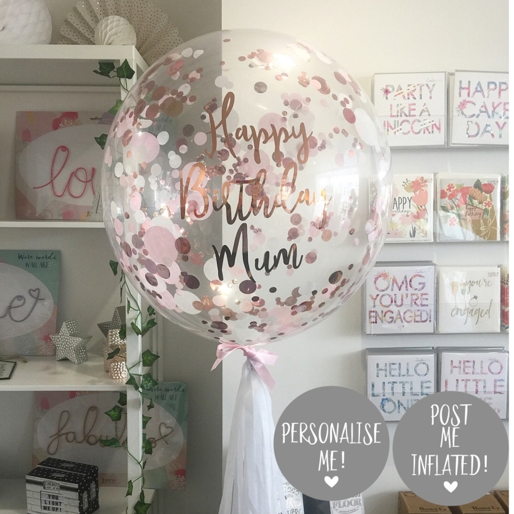 Confetti Bubble Balloon - Rose Gold, Pink & White