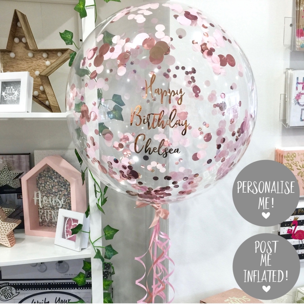 Confetti Bubble Balloon - Rose Gold & Pink