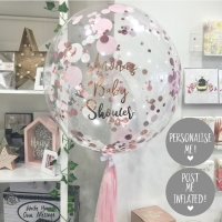 <!--011-->Confetti Bubble Balloon - Rose Gold, Pink & White