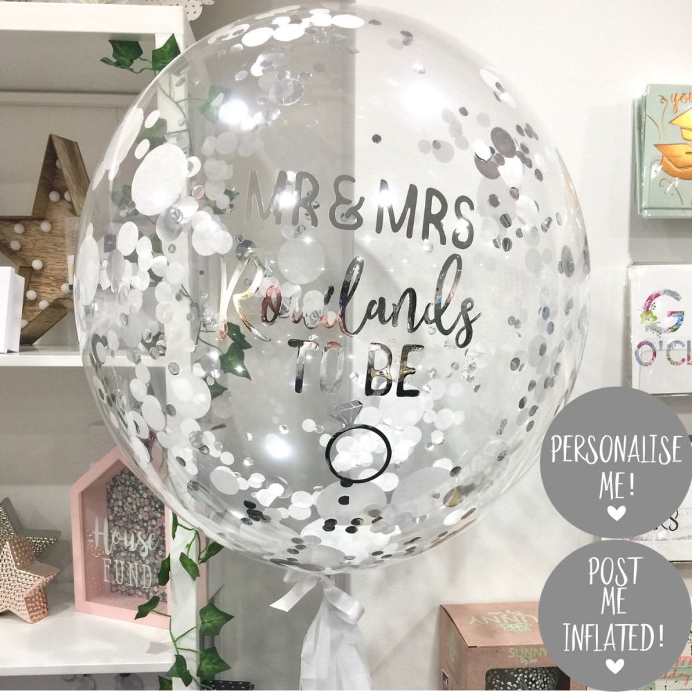 Mr & Mrs to be balloon, engagement balloon, silver confetti balloon, North 