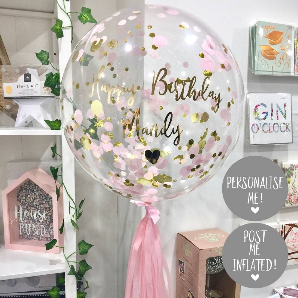 Confetti Bubble Balloon - Gold & Pink