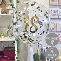 <!--015-->Confetti Bubble Balloon - Gold, Black and White