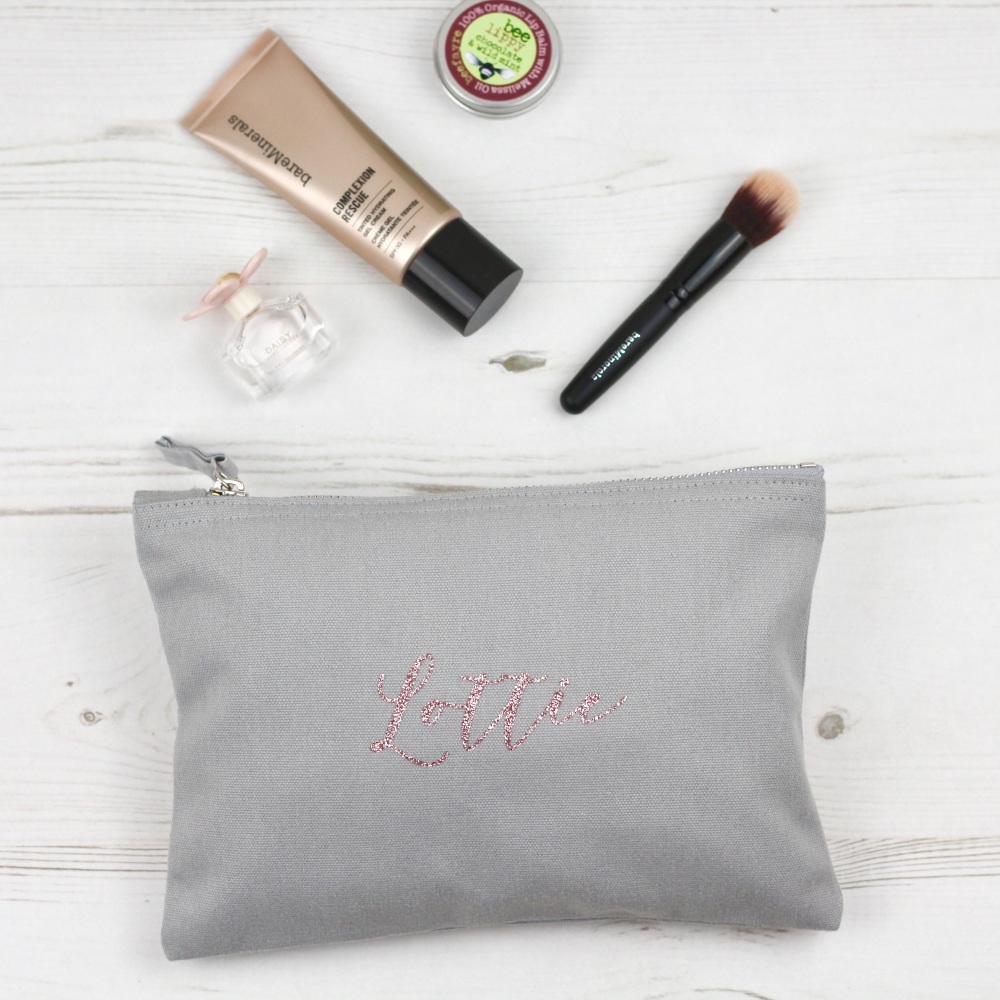Personalised bag, grey and rose gold bag, grey personalised name bag | CeFf