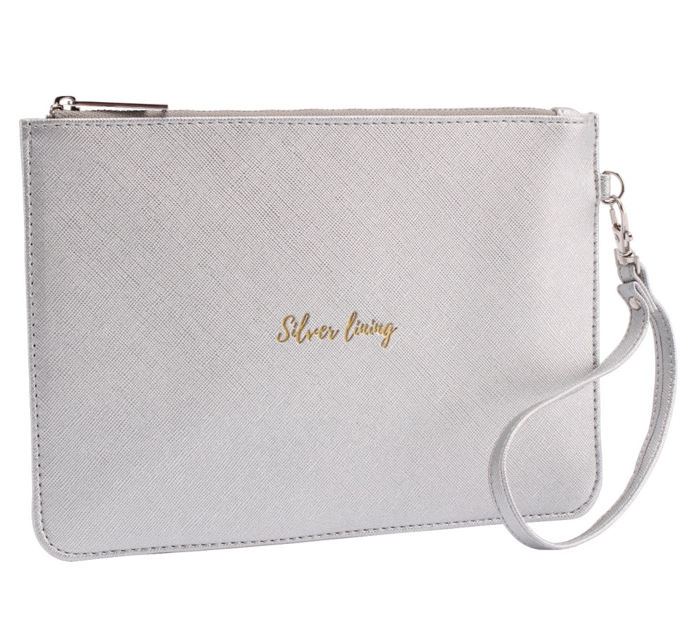 Silver metallic pouch bag, silver beauty clutch, willow and rose bags | CeF