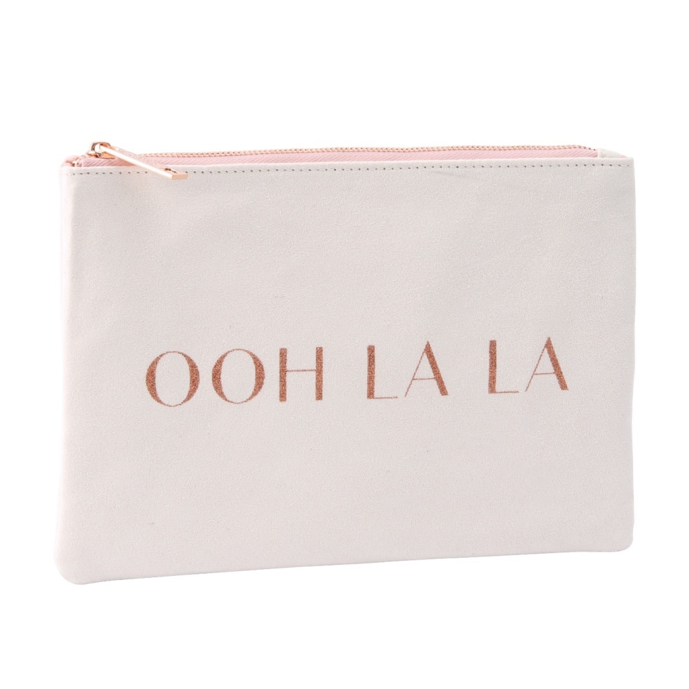 White and rose gold pouch, rose gold ohh la la bag, willow and rose pouch |