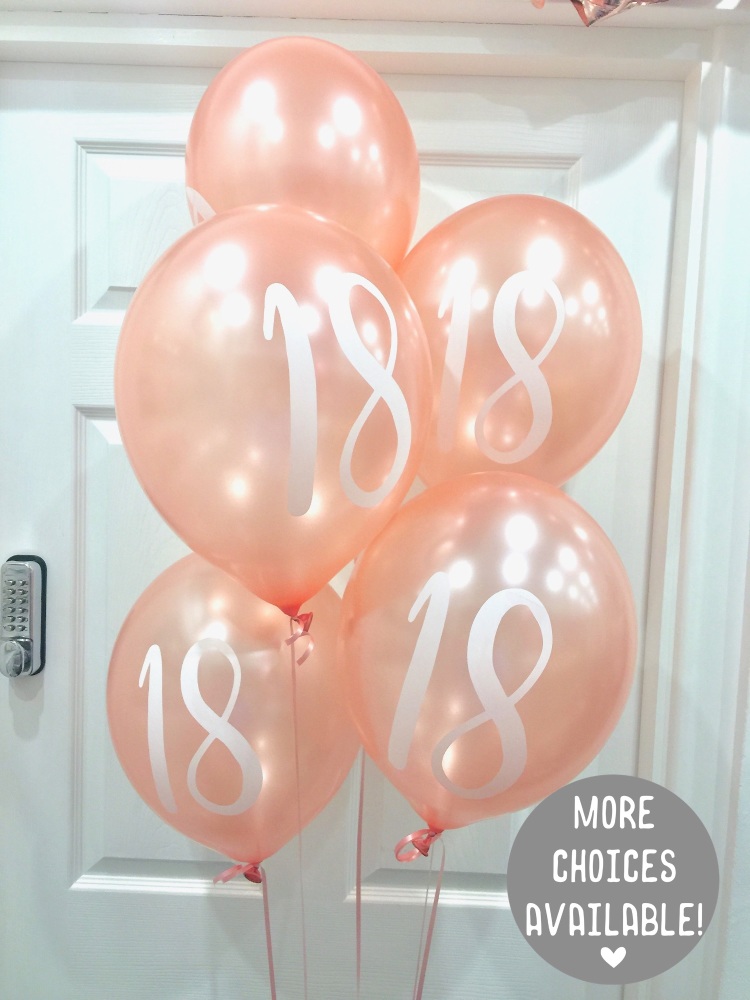 18th rose gold balloons, 18 balloons | CeFfi