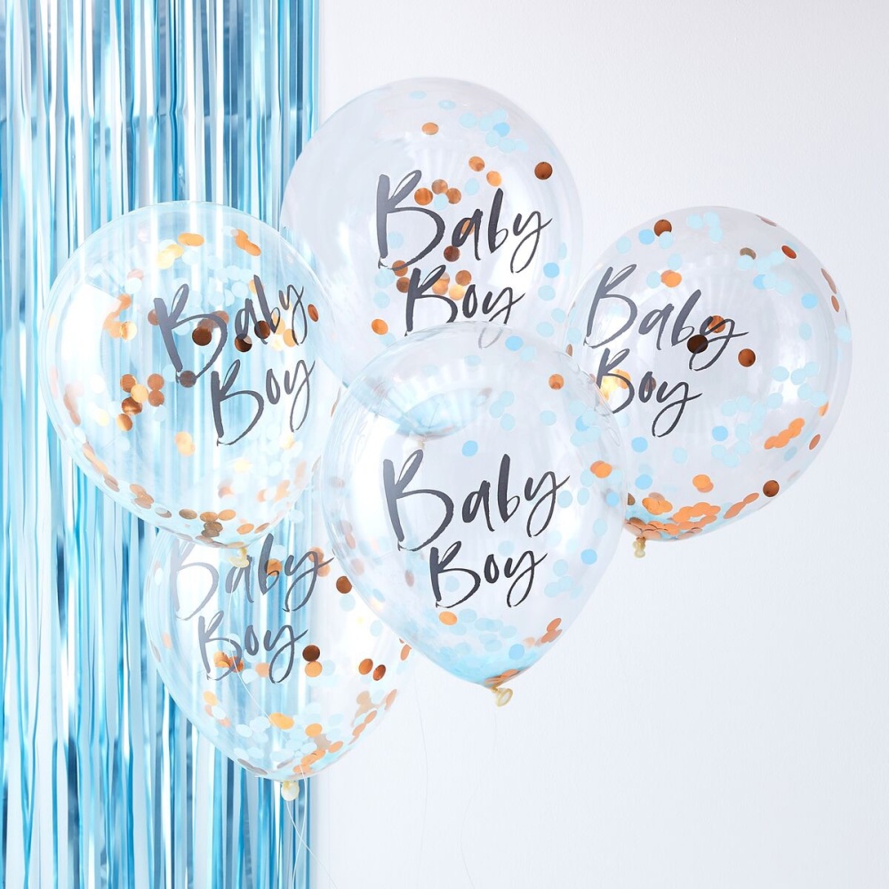 Boy baby shower decorations, baby boy balloons, confetti balloons for boys