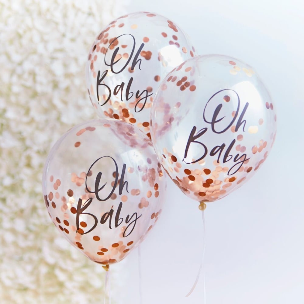 Rose gold Oh Baby - Confetti Balloons