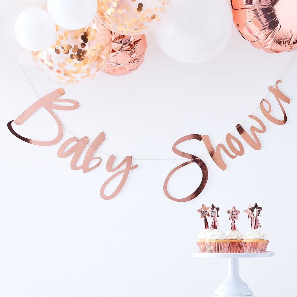 Rose gold baby shower bunting, baby shower bunting, rose gold baby shower d