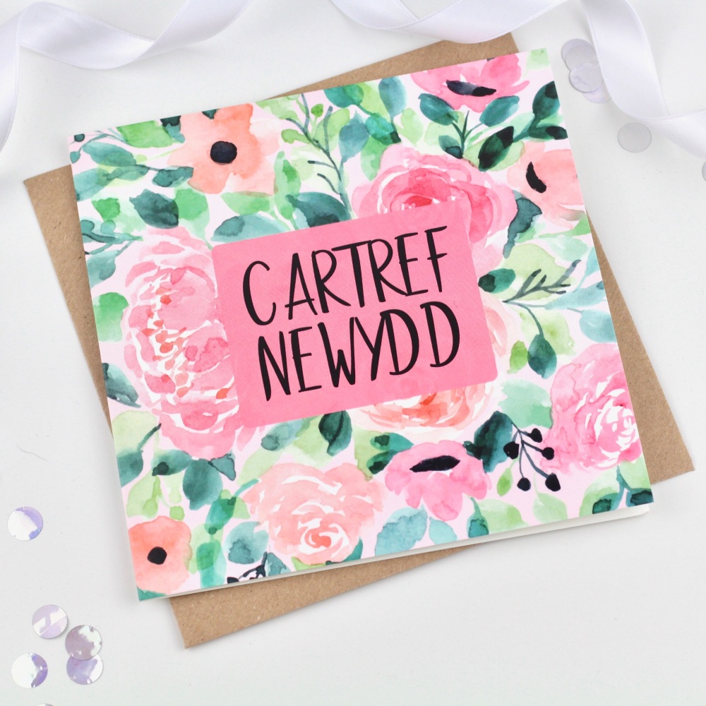 Floral Pop - Cartref Newydd - Card