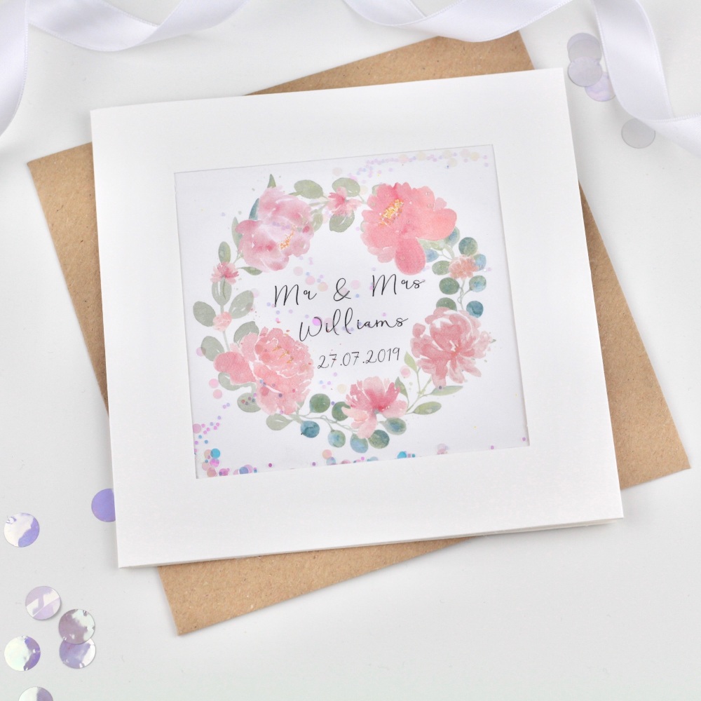 Floral Ring - Personalised Wedding - Confetti Card