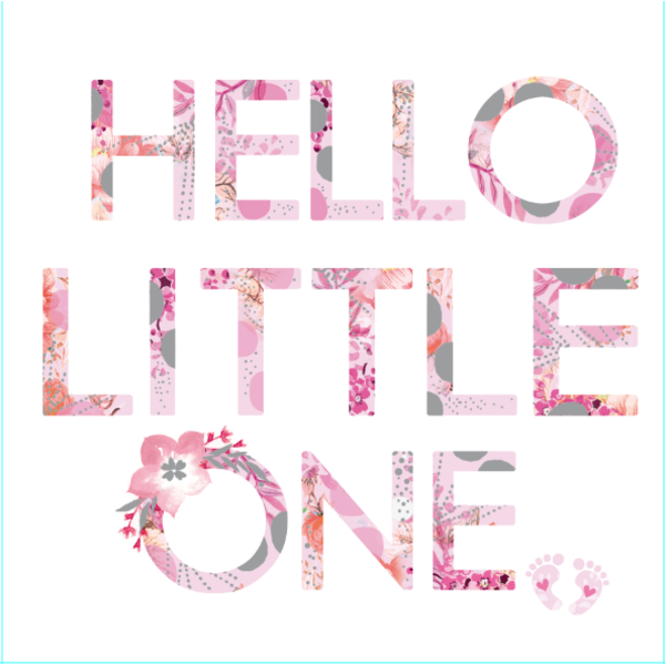 Hello little one card, new baby girl card, modern cards, lola design stocki