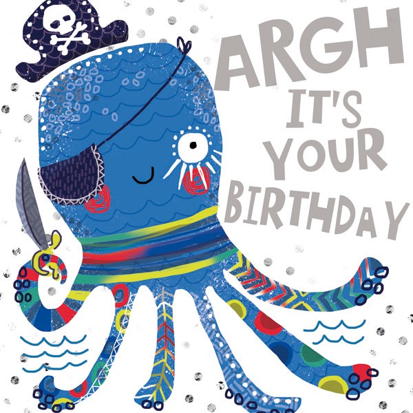 Octopus card, arghhhh pirate theme card, lola design stockist