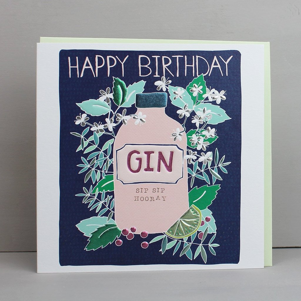 Happy Birthday gin card, gin lover birthday card, molly mae card stockist