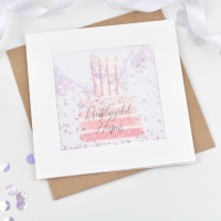 <!--008-->Pink Ombre Cake - Penblwydd Hapus - Card