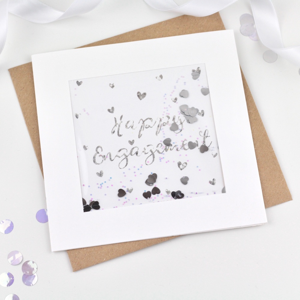 Silver Glitter - Happy Engagement - Card