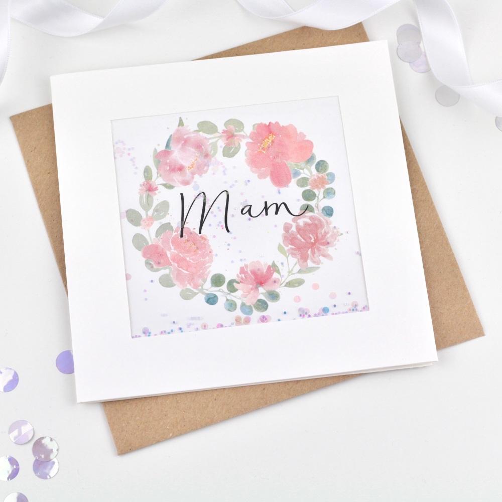 Floral Wreath - Mam - Card