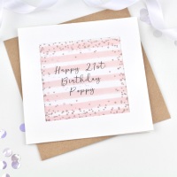 <!--091-->Rose Gold & Pink Stripe - Personalised - Confetti Card