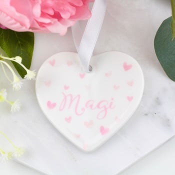 Dotty Hearts Heart - Personalised - Decoration