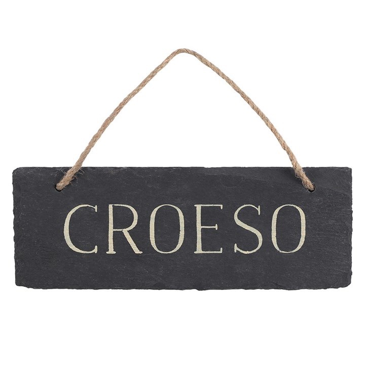 croeso sign, plac croeso, slate sign, welsh gifts,  welsh slate gifts