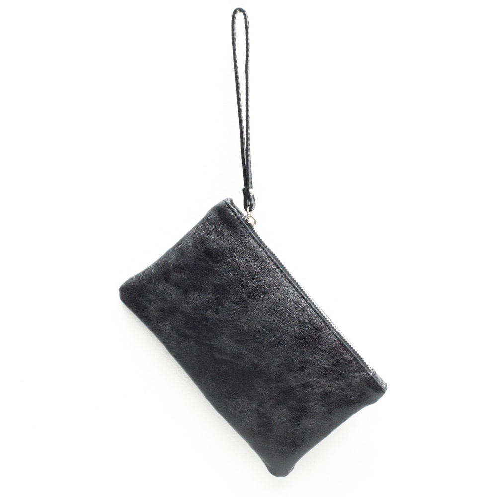 Leather Clutch Bag - Small - Black