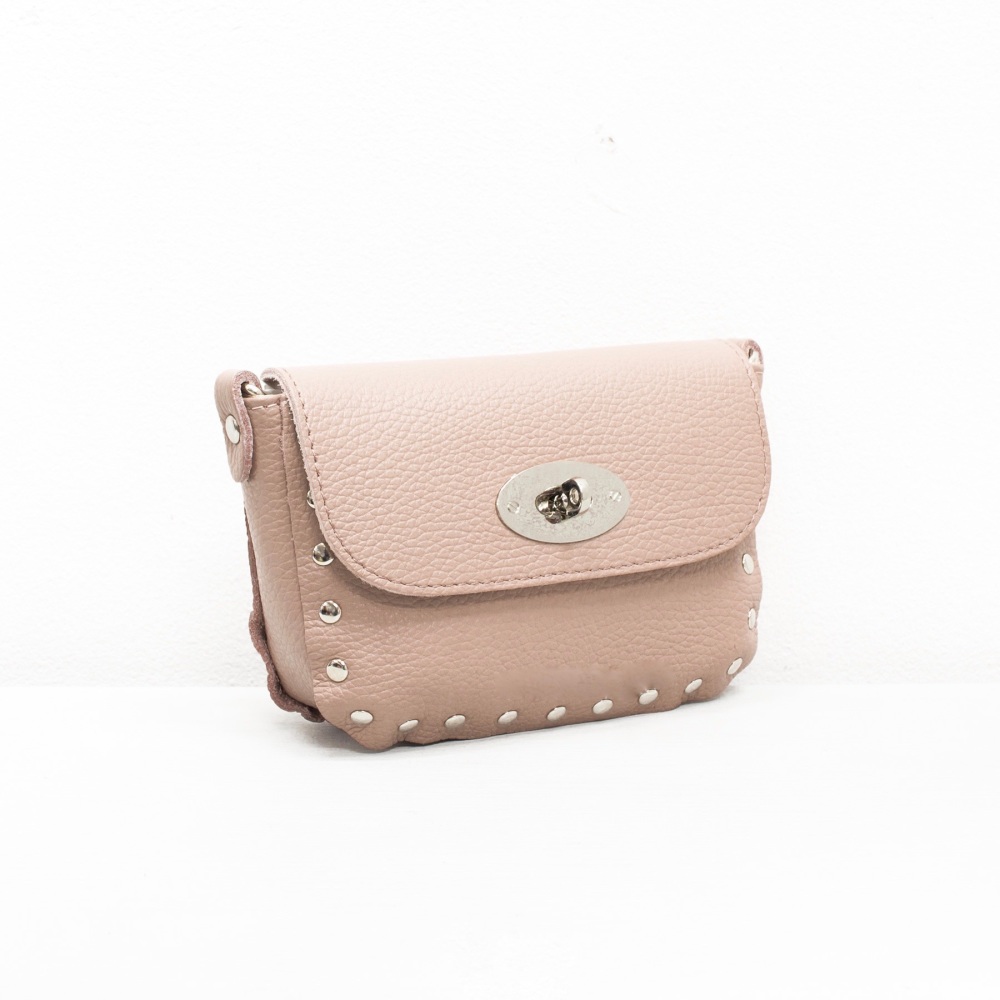 Nude leather bag, twist lock bag, small leather crossbody bag, mulberry sty