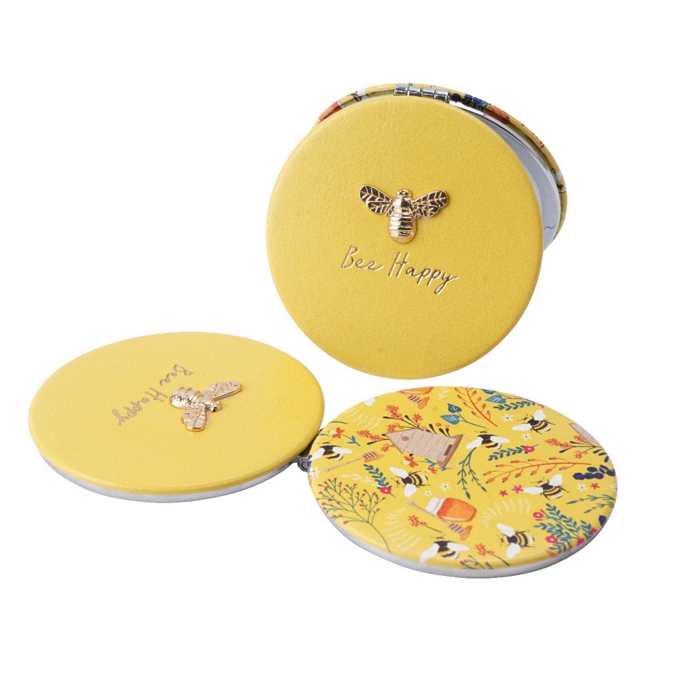Bee happy compact mirror, bee gifts, bee lover gift idea
